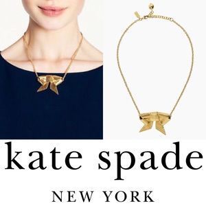 kate spade all wrapped up short gold bow necklace